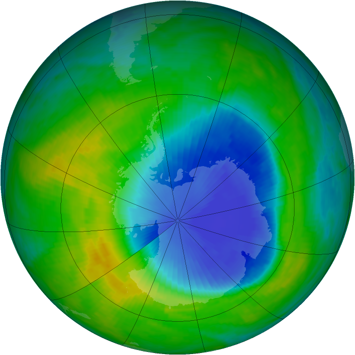 Antarctic ozone map for 21 November 1985